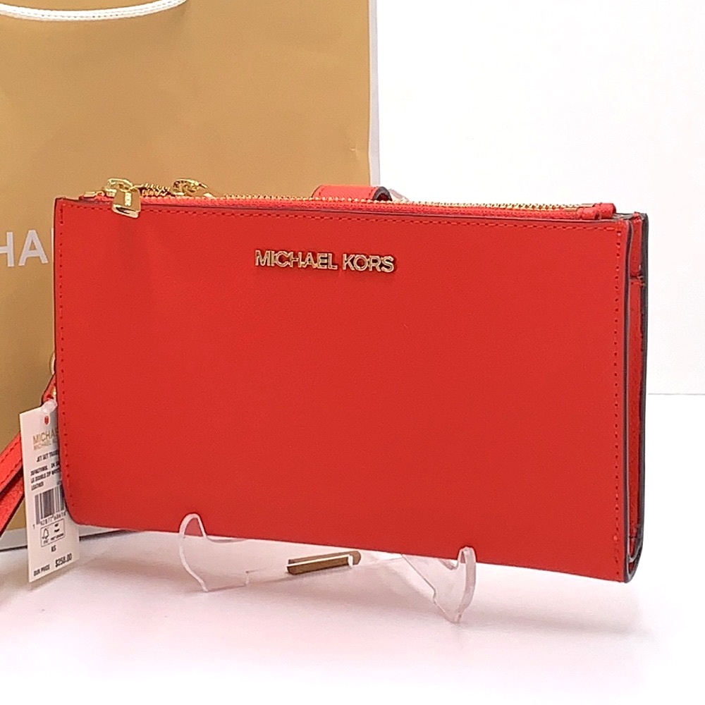MICHAEL KORS Large Double Zip Leather Smartphone Wallet